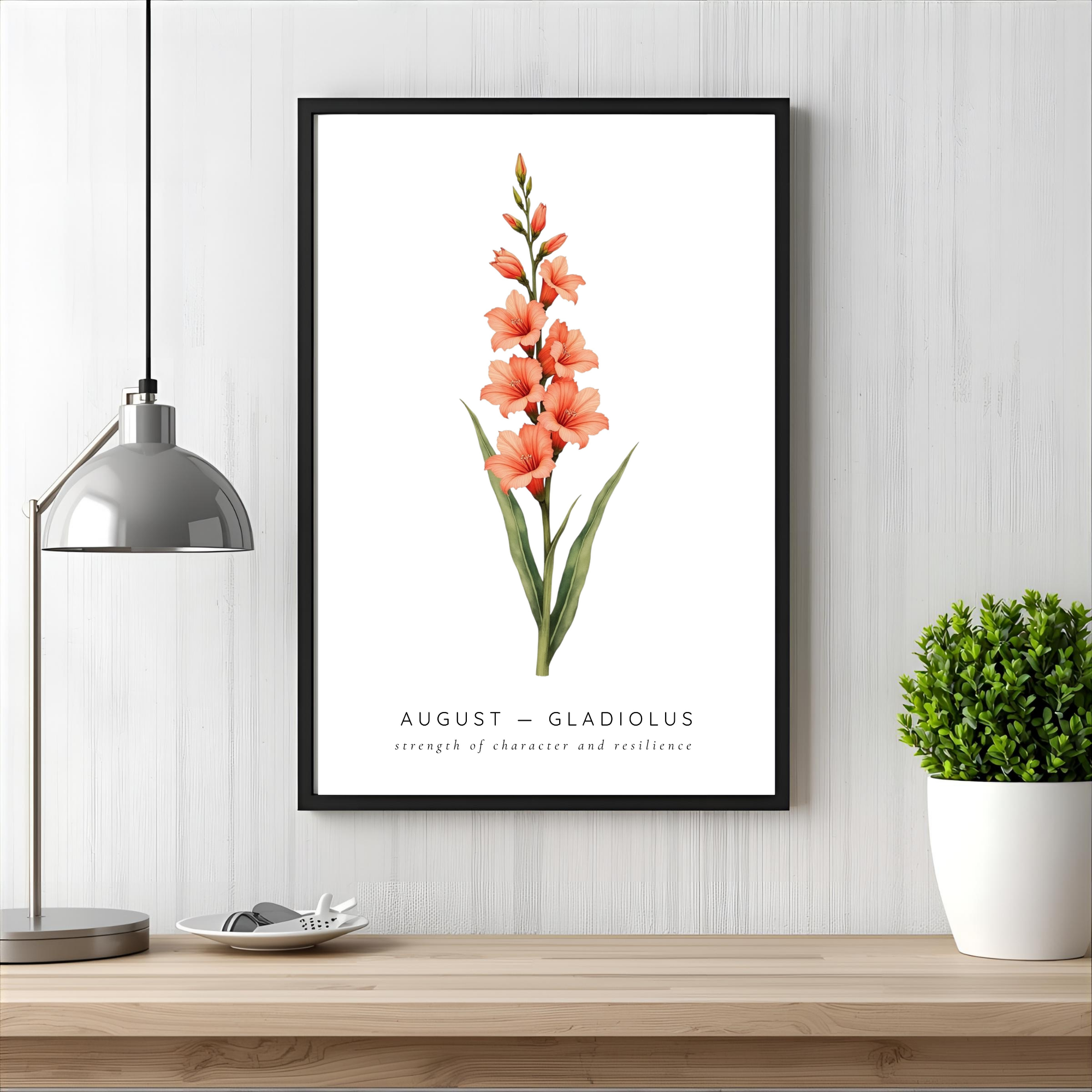 August Birth Flower Wall Art – Gladiolus Print (Strength & Integrity)
