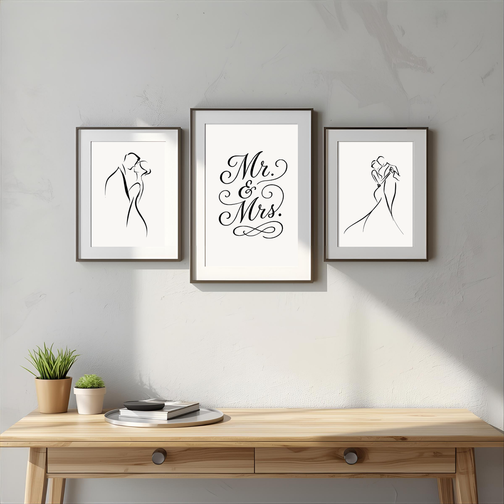 Mr. & Mrs. Fine Art Wall Print Set of 3