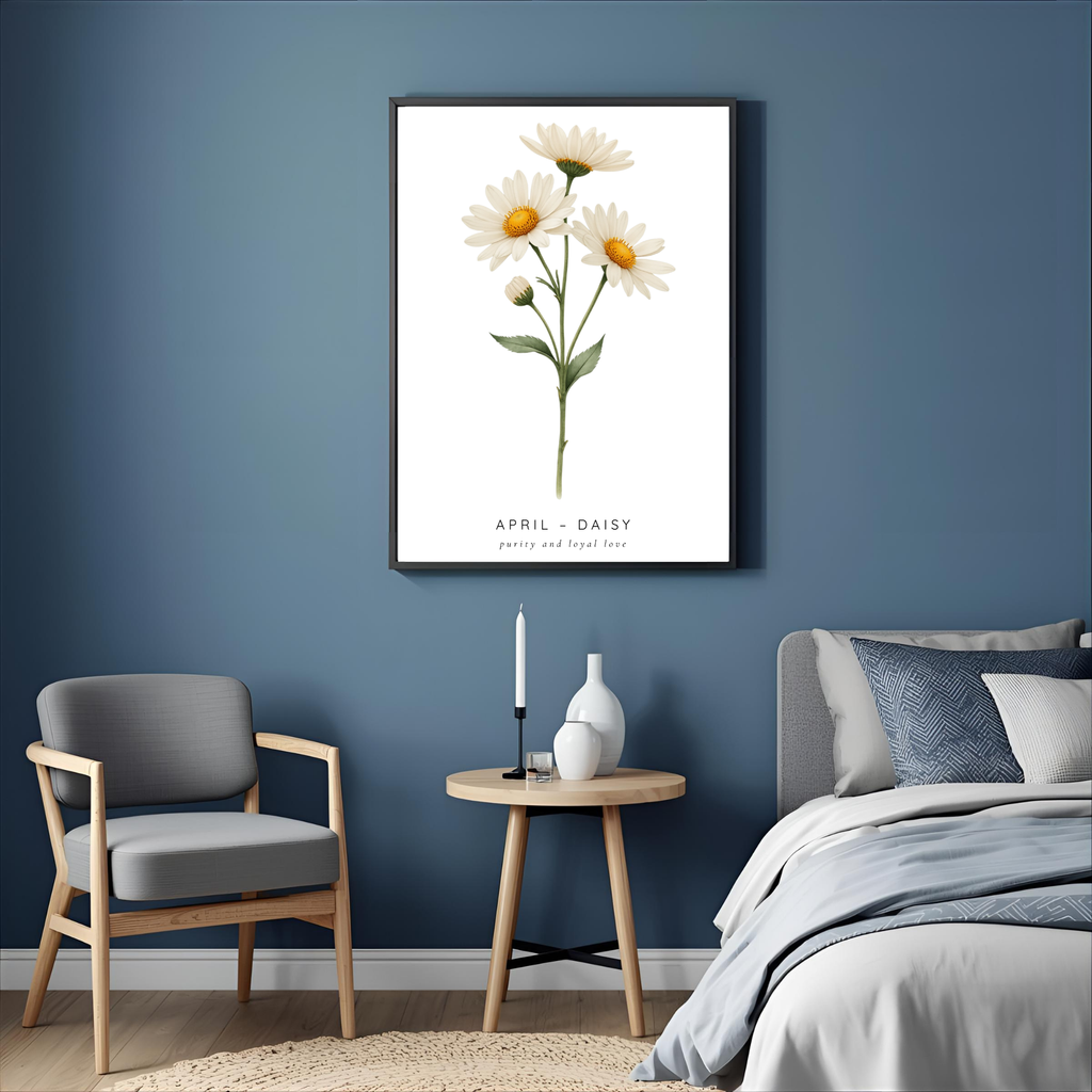 April Birth Flower Wall Art – Daisy Print (Innocence & Loyal Love)