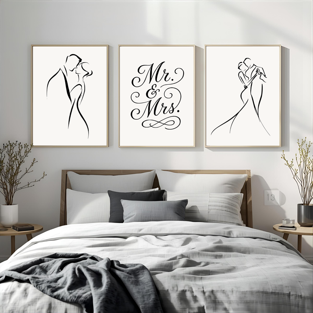 Mr. & Mrs. Fine Art Wall Print Set of 3