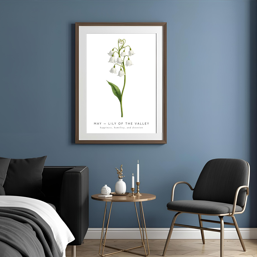 May Birth Flower Wall Art – Lily of the Valley Print (Happiness & Humility)