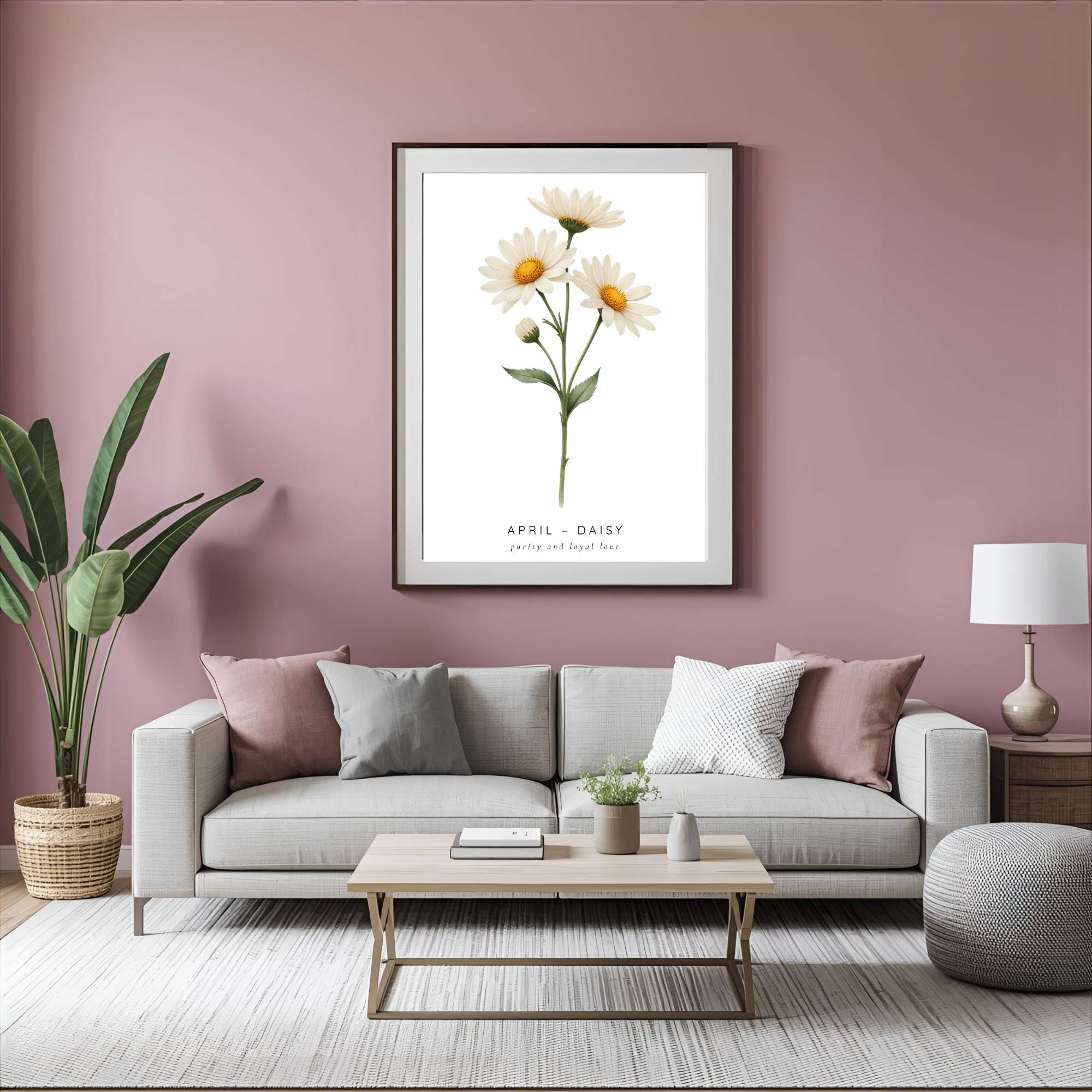 April Birth Flower Wall Art – Daisy Print (Innocence & Loyal Love)