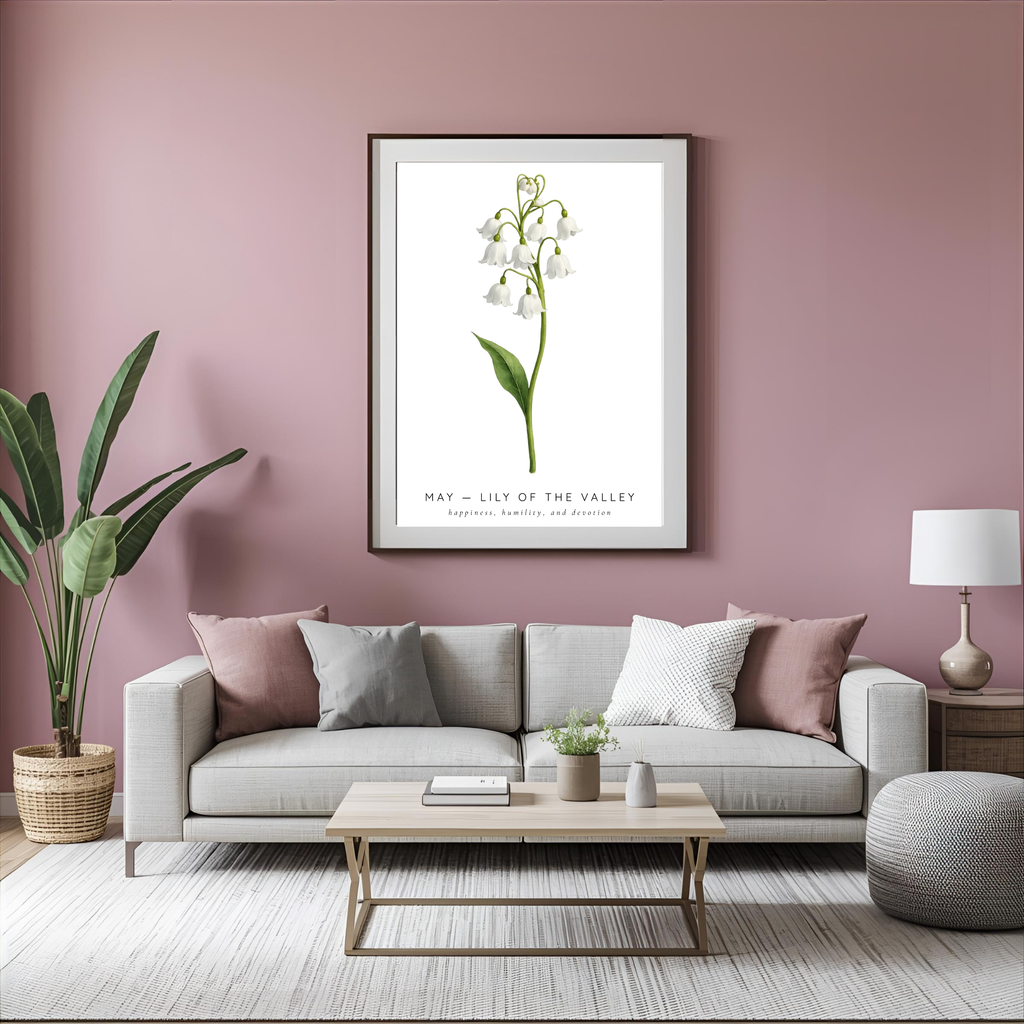 May Birth Flower Wall Art – Lily of the Valley Print (Happiness & Humility)