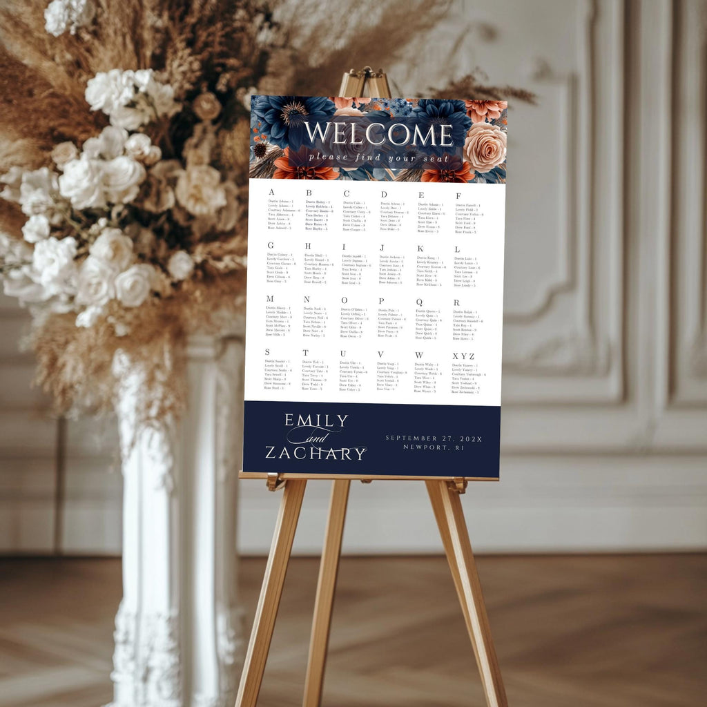 Rustic Fall Wedding Signage Bundle: Navy & Terracotta Canva Templates (Digital Download