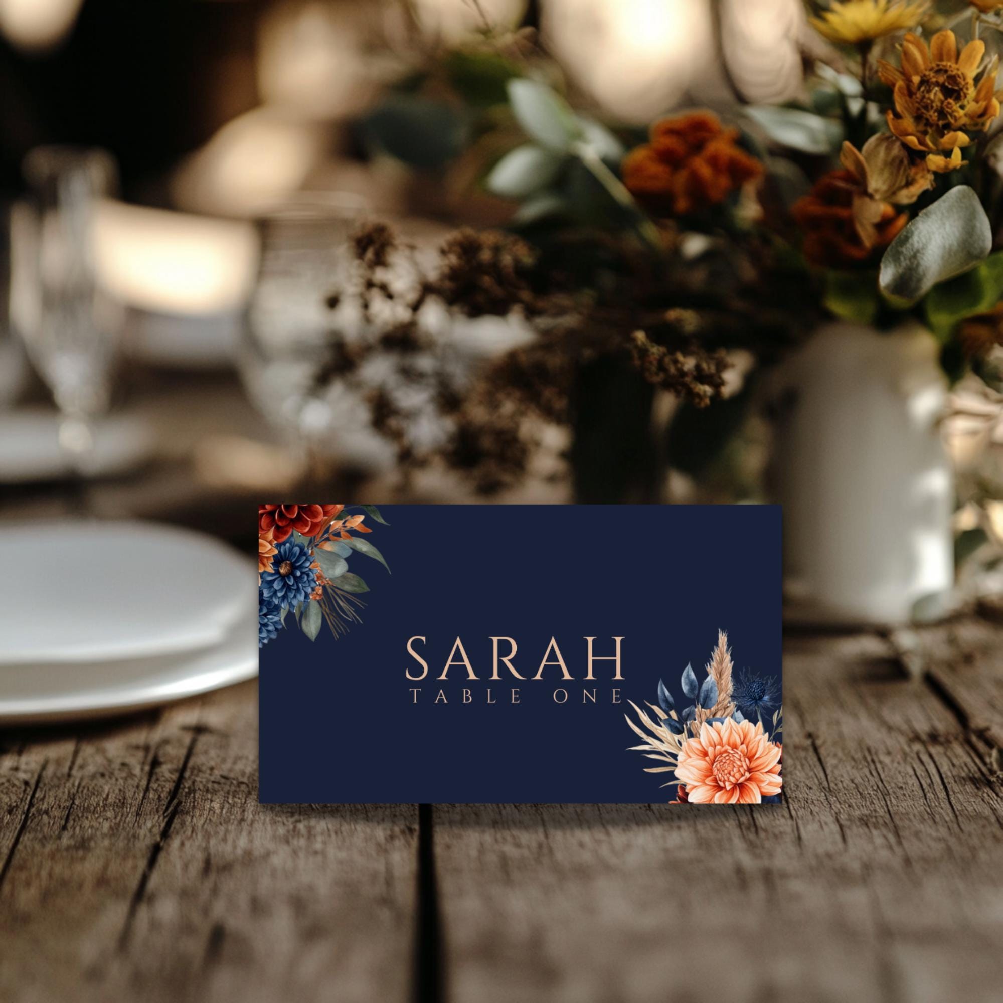 Rustic Fall Wedding Signage Bundle: Navy & Terracotta Canva Templates (Digital Download