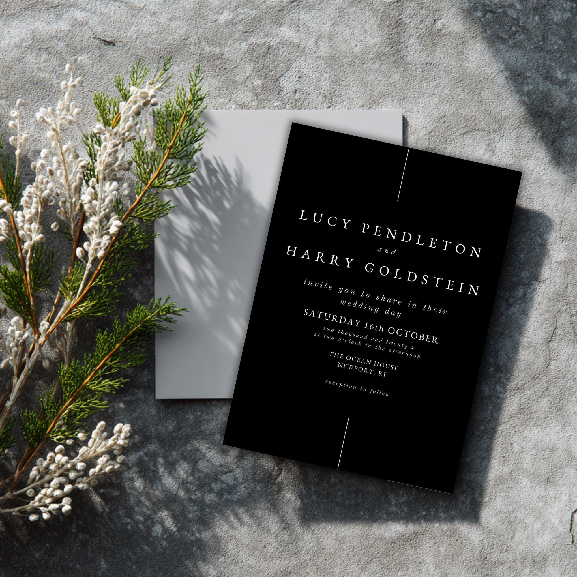 Chic Minimalist Wedding Invite | Black & White Canva Template | Instant Download