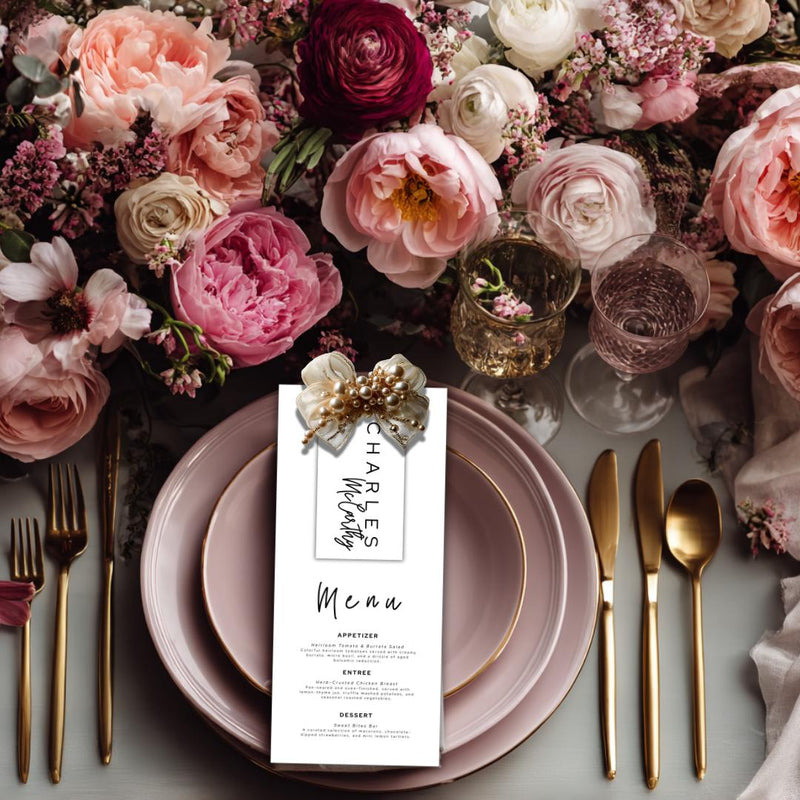 Minimal Wedding Menu & Place Card Combo — Editable + Printable | Instant Download