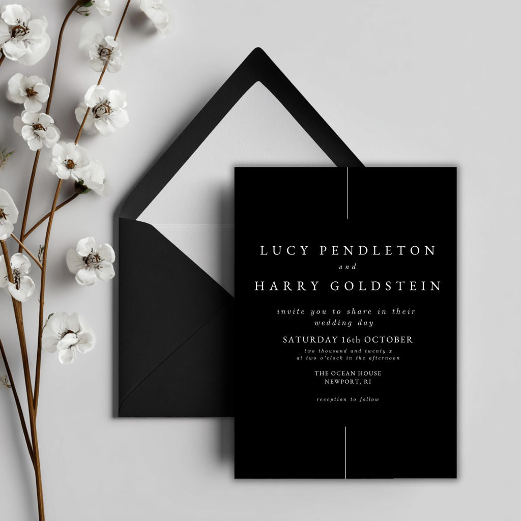Chic Minimalist Wedding Invite | Black & White Canva Template | Instant Download