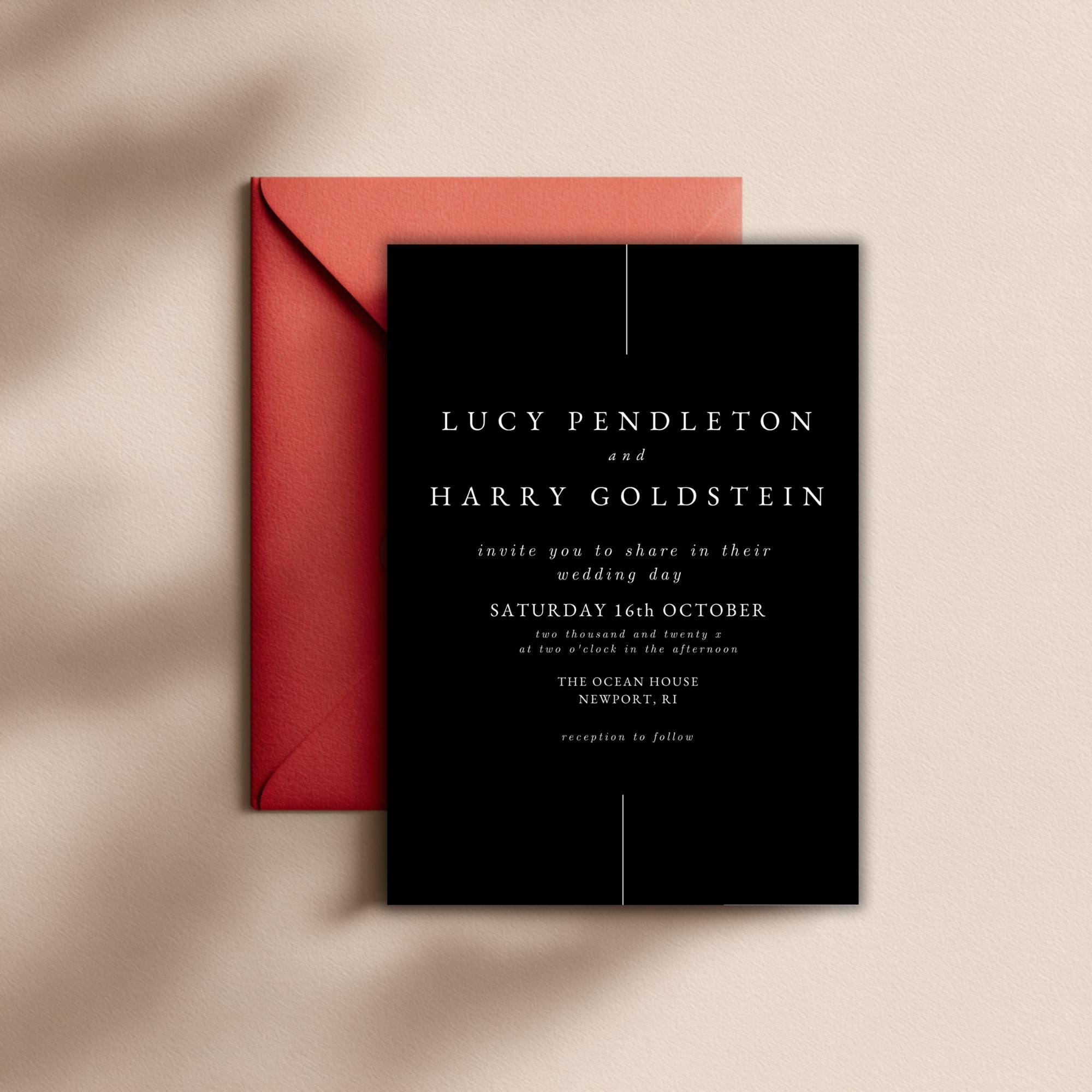 Chic Minimalist Wedding Invite | Black & White Canva Template | Instant Download