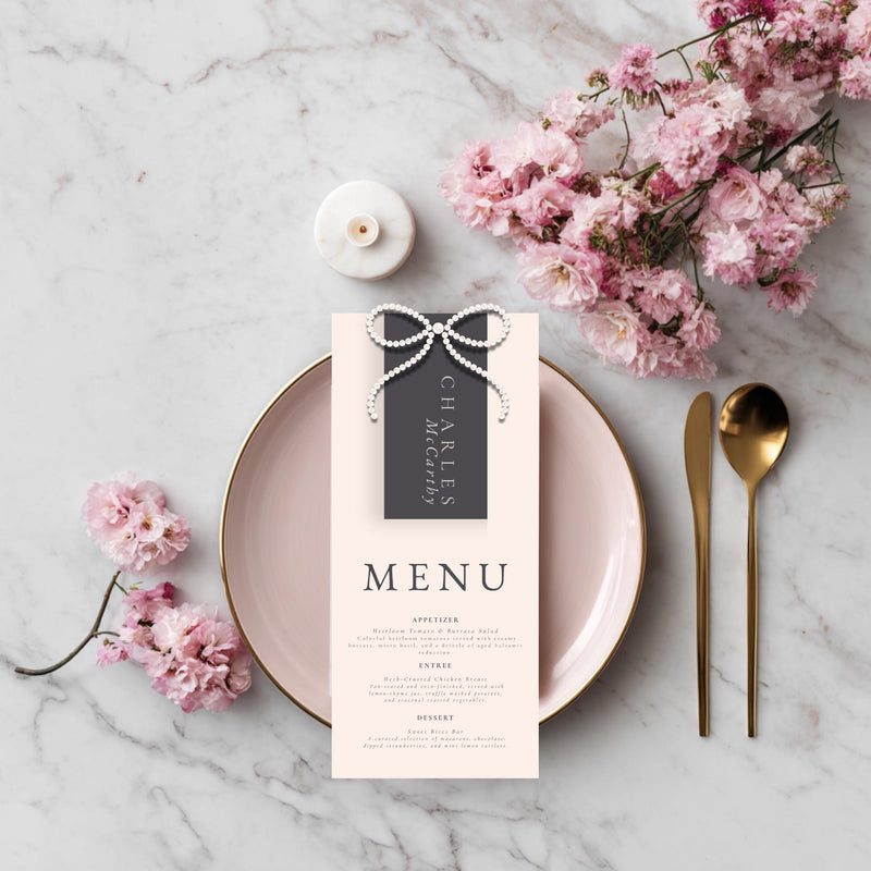 Elegant Wedding Menu & Place Card Canva Template | DIY Reception Table Decor | Printable Wedding Stationery