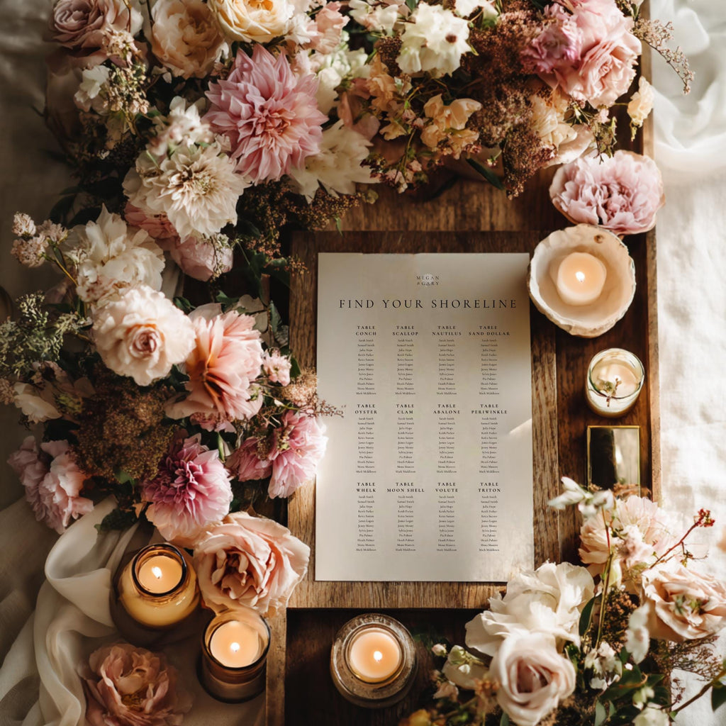 Seashell Wedding Seating Chart: Coastal Beach Table Display (Digital Download)