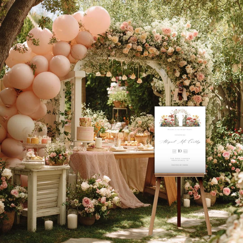 Garden Gate Bridal Shower Welcome Sign: Floral Canva Template