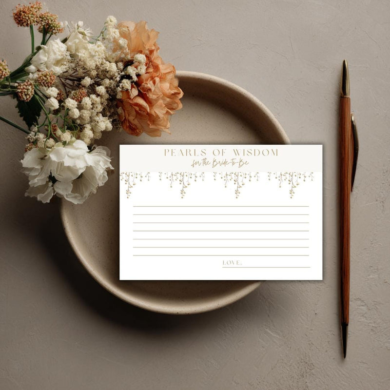Pearls of Wisdom Card for the Bride | Bridal Shower Advice Card PDF | Printable Bridal Shower Well Wishes Card
