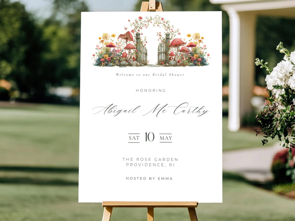 Garden Gate Bridal Shower Welcome Sign: Floral Canva Template