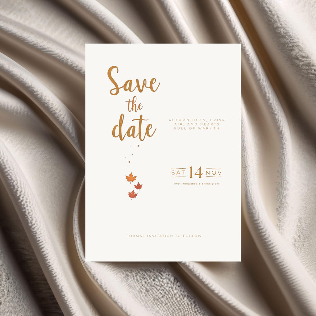 Autumn Wedding Save the Date Template | Terracotta, Minimalist (Editable)