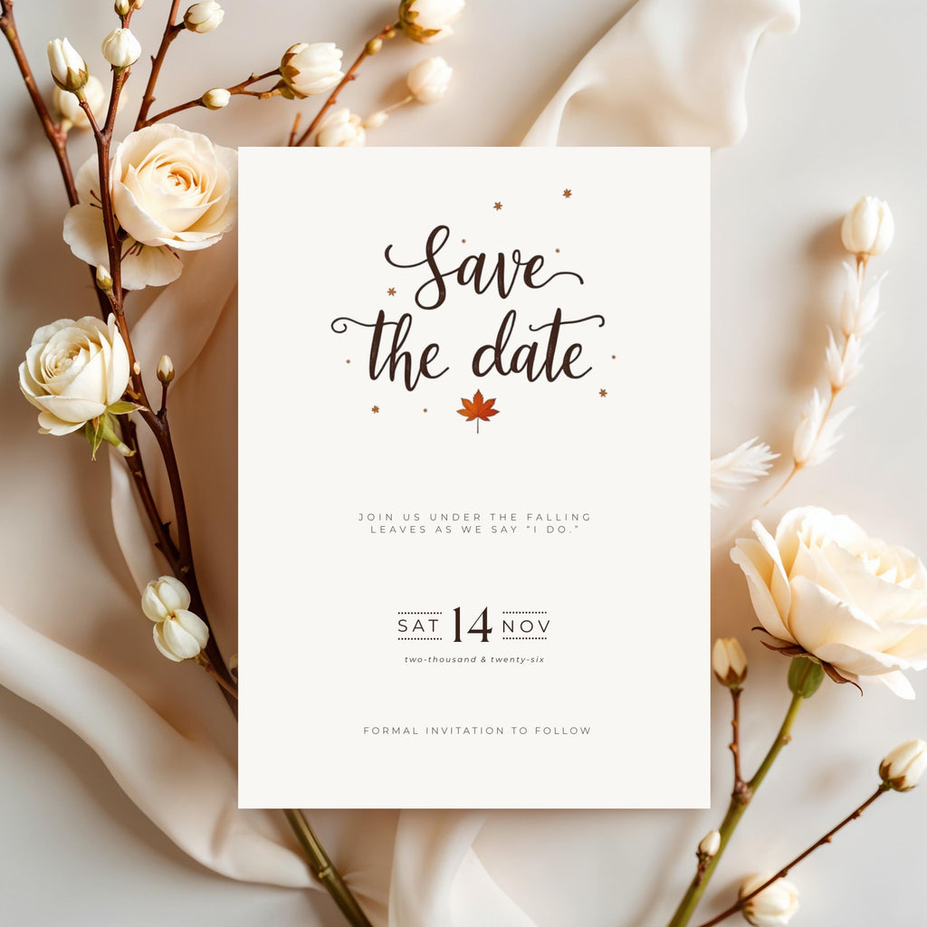 Minimalist Fall Save the Date | Terracotta Wedding Invitation (Editable Canva Template)