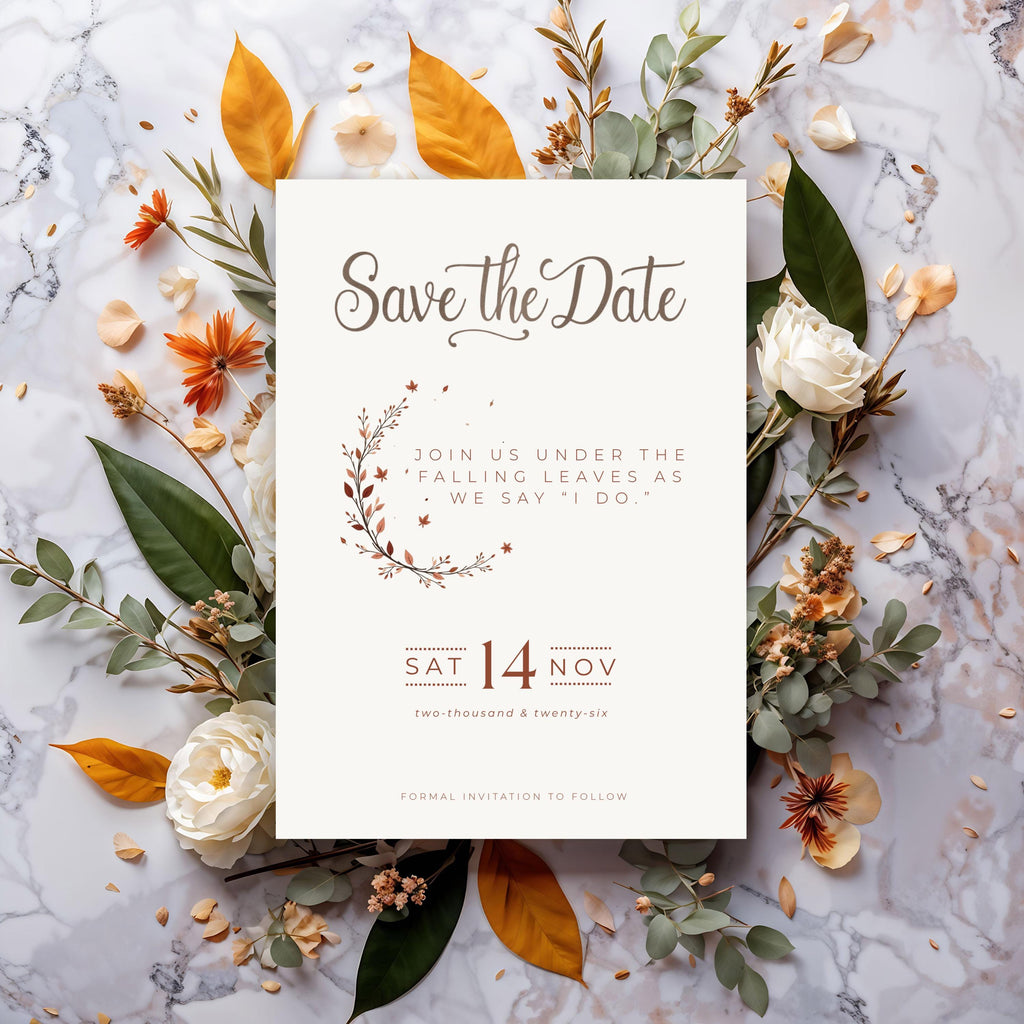 Autumn Save the Date Template | Terracotta Minimalist Wedding (Canva Editable)