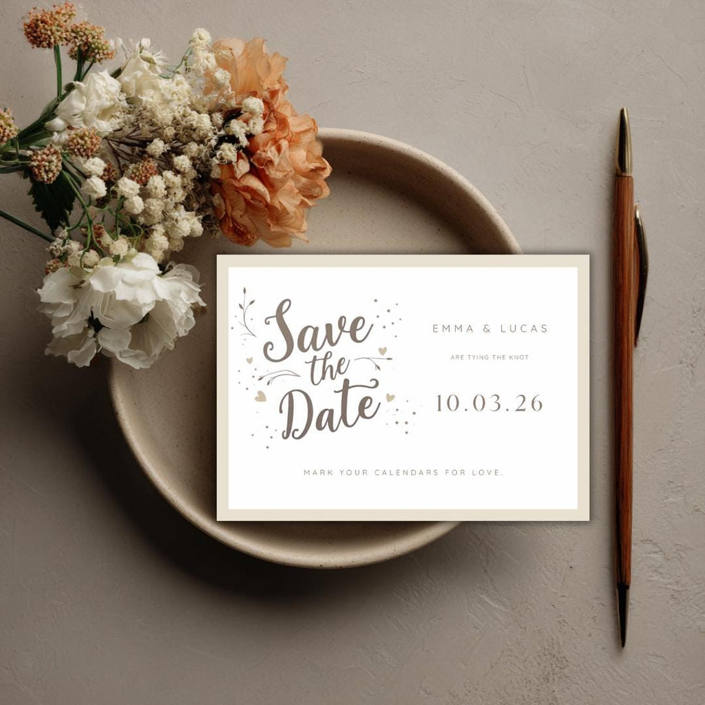 Editable Save the Date Template | Modern Neutral Wedding Announcement | Minimalist Canva Template | Printable Save the Date Card