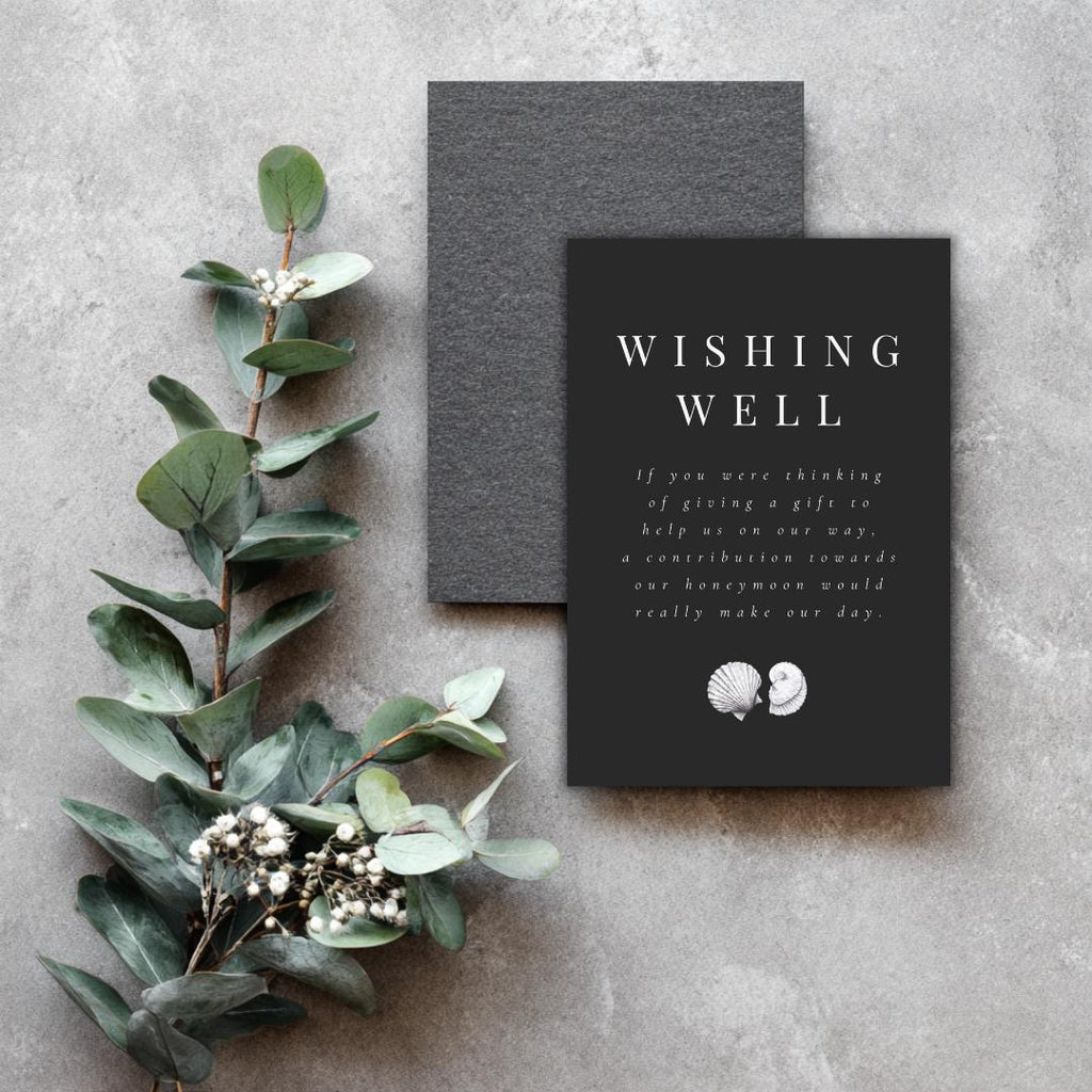 Simple Seashell Wishing Well Card Template | Editable Canva Wedding Insert | Minimal Coastal Design | Printable Beach Gift Poem Card