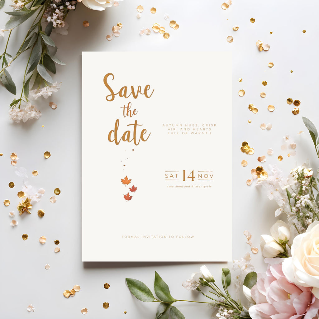 Autumn Wedding Save the Date Template | Terracotta, Minimalist (Editable)