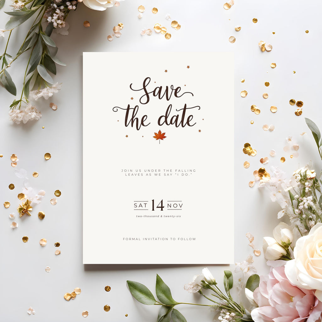Minimalist Fall Save the Date | Terracotta Wedding Invitation (Editable Canva Template)