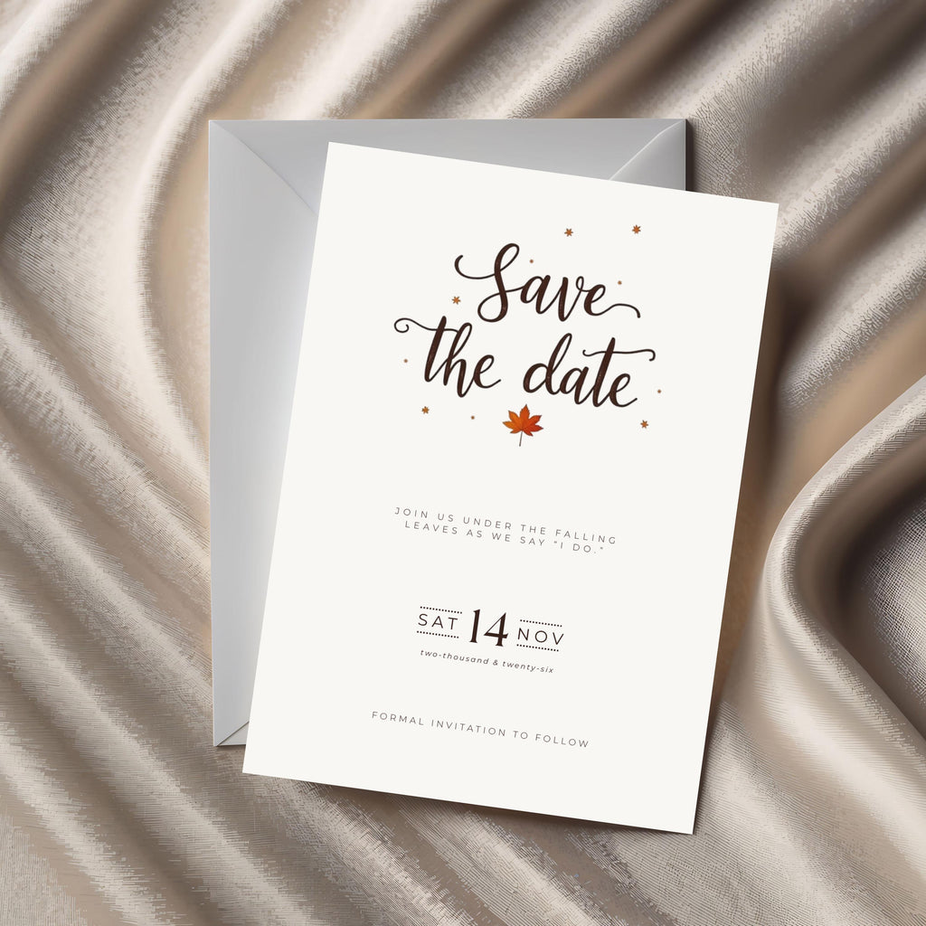 Minimalist Fall Save the Date | Terracotta Wedding Invitation (Editable Canva Template)