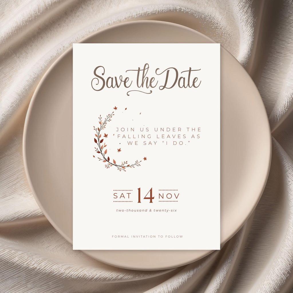 Autumn Save the Date Template | Terracotta Minimalist Wedding (Canva Editable)