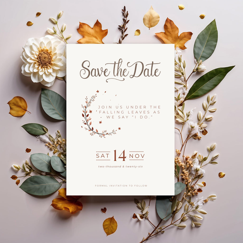 Autumn Save the Date Template | Terracotta Minimalist Wedding (Canva Editable)