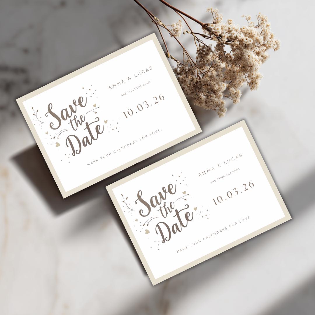 Editable Save the Date Template | Modern Neutral Wedding Announcement | Minimalist Canva Template | Printable Save the Date Card