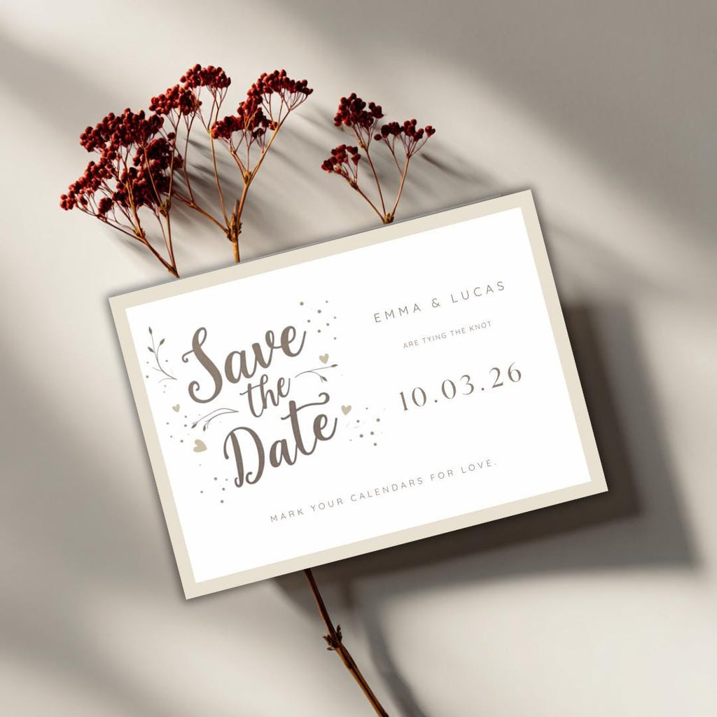 Editable Save the Date Template | Modern Neutral Wedding Announcement | Minimalist Canva Template | Printable Save the Date Card