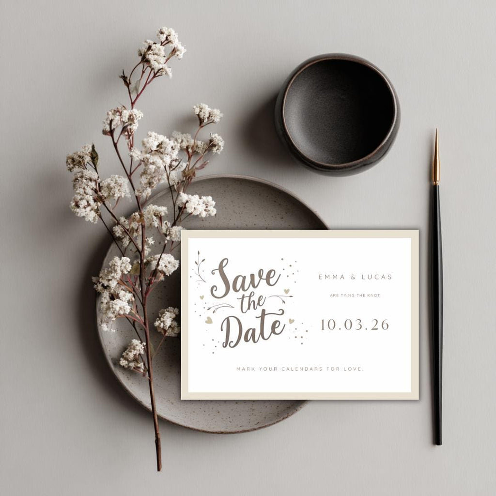 Editable Save the Date Template | Modern Neutral Wedding Announcement | Minimalist Canva Template | Printable Save the Date Card