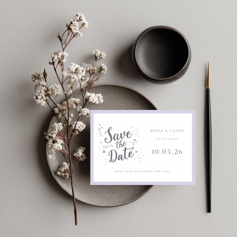 Editable Lavender Save the Date Template | Minimalist Wedding Announcement | Modern Pastel Canva Template | Printable Save the Date Card