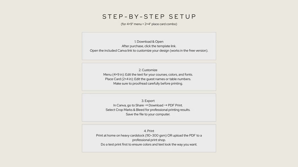 Elegant Wedding Menu & Place Card Canva Template | DIY Reception Table Decor | Printable Wedding Stationery